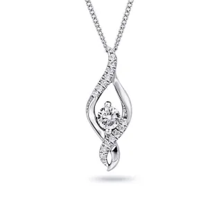 0.22TDW Wrapped Solitaire Diamond Pendant in 10K White Gold