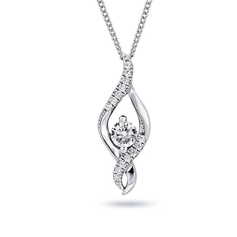 0.22TDW Wrapped Solitaire Diamond Pendant in 10K White Gold