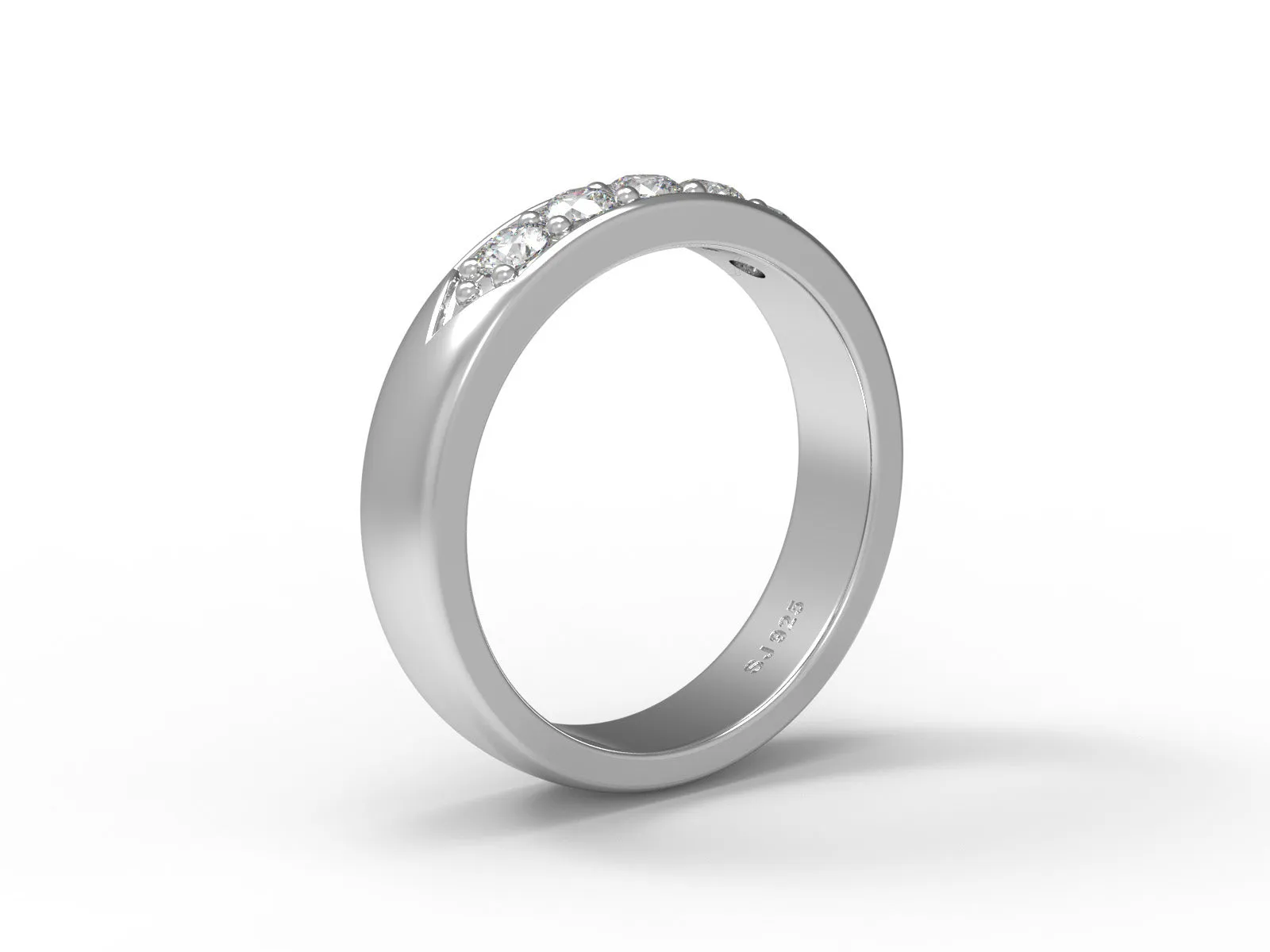 0.40 Ctw Round Moissanite 925 Sterling Silver Five Stone Women's Stackable Ring