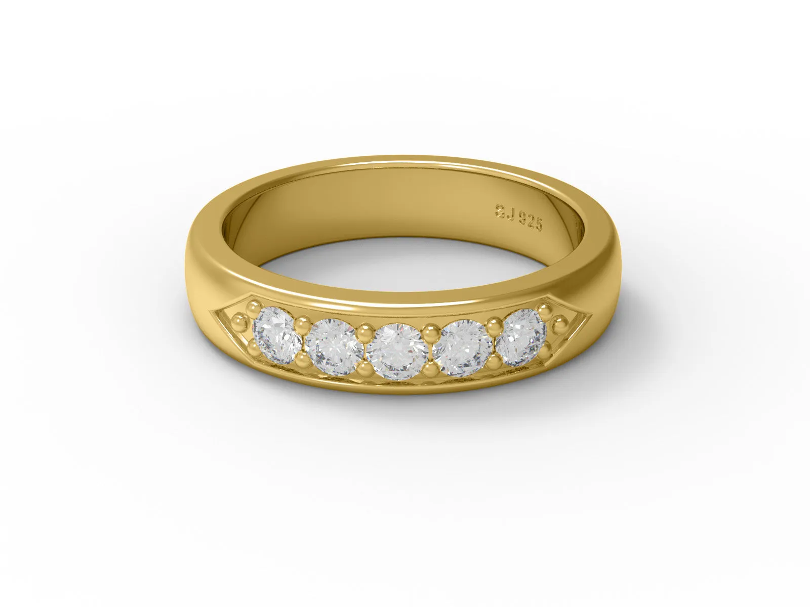 0.40 Ctw Round Moissanite 925 Sterling Silver Five Stone Women's Stackable Ring
