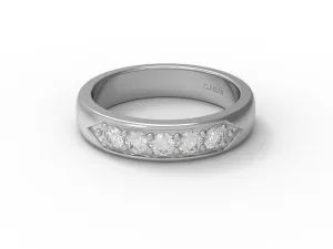 0.40 Ctw Round Moissanite 925 Sterling Silver Five Stone Women's Stackable Ring