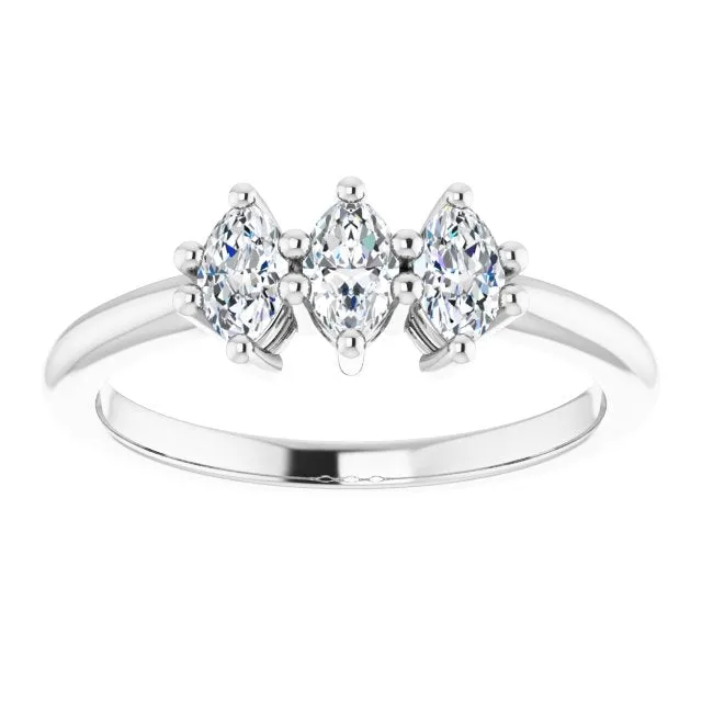 0.60 ct. Marquise Diamond Wedding Band 3 Stone Anniversary Ring