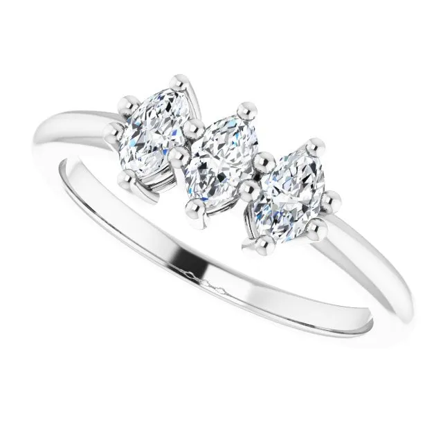 0.60 ct. Marquise Diamond Wedding Band 3 Stone Anniversary Ring