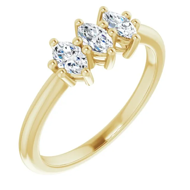 0.60 ct. Marquise Diamond Wedding Band 3 Stone Anniversary Ring