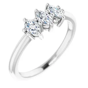 0.60 ct. Marquise Diamond Wedding Band 3 Stone Anniversary Ring