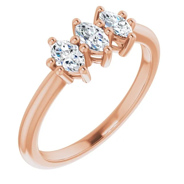 0.60 ct. Marquise Diamond Wedding Band 3 Stone Anniversary Ring