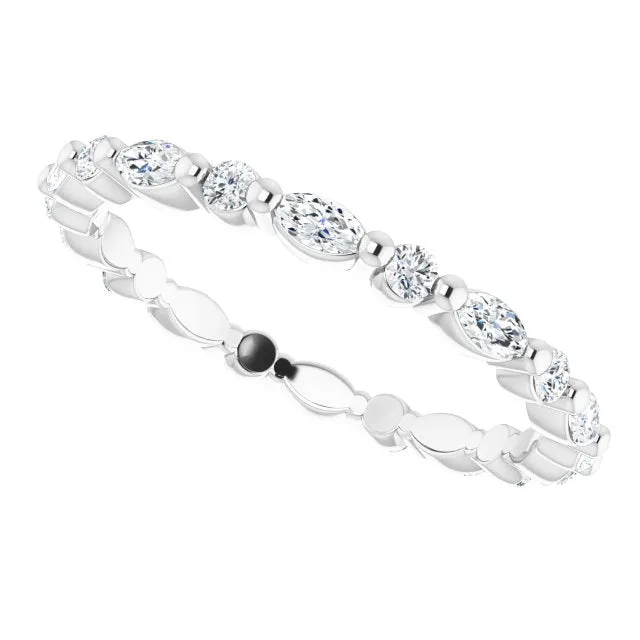 0.90 ct. Shared Prong Marquise & Round Diamond Eternity Band