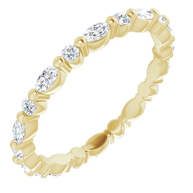 0.90 ct. Shared Prong Marquise & Round Diamond Eternity Band