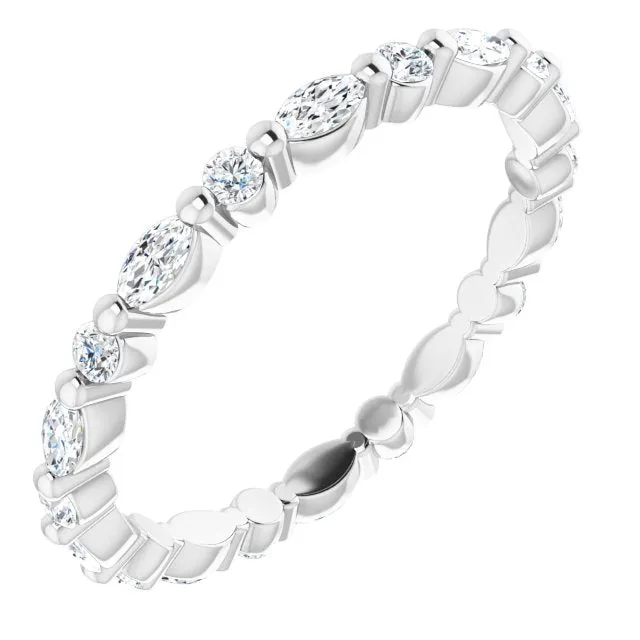 0.90 ct. Shared Prong Marquise & Round Diamond Eternity Band