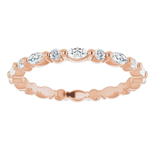 0.90 ct. Shared Prong Marquise & Round Diamond Eternity Band