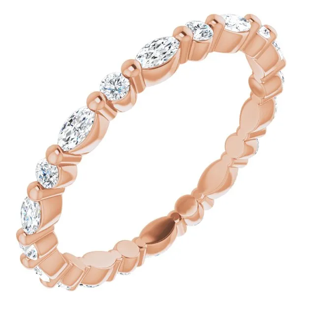 0.90 ct. Shared Prong Marquise & Round Diamond Eternity Band