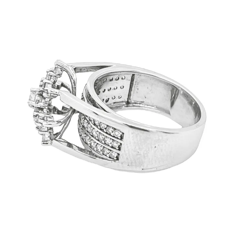 1.00 Ct TDW Diamond 10K White Gold Star Burst Special Ring