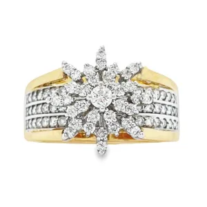 1.00 Ct TDW Diamond 10K Yellow Gold Star Burst Special Ring