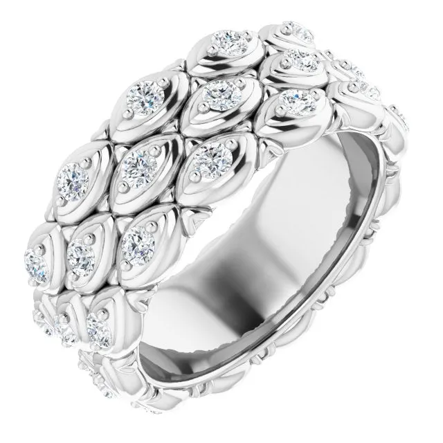 1.08 ct. Round Diamond Eternity Band Triple Row Diamond Ring