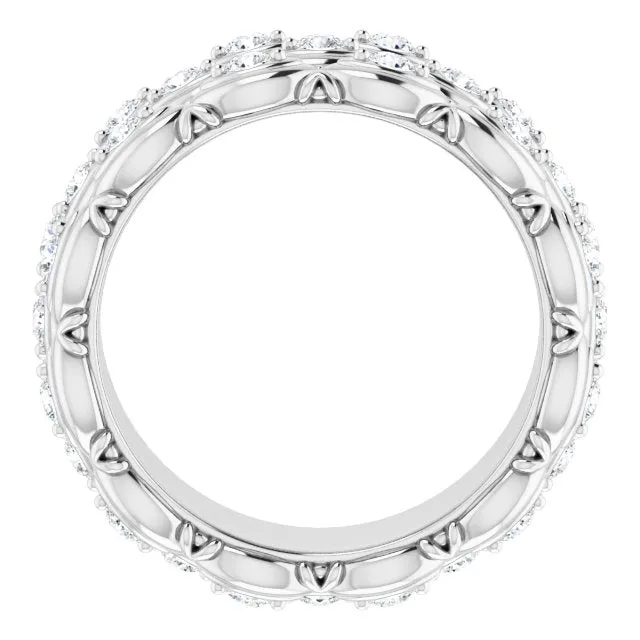 1.08 ct. Round Diamond Eternity Band Triple Row Diamond Ring