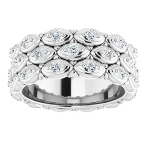 1.08 ct. Round Diamond Eternity Band Triple Row Diamond Ring