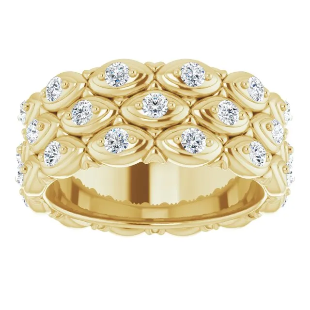 1.08 ct. Round Diamond Eternity Band Triple Row Diamond Ring