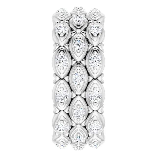1.08 ct. Round Diamond Eternity Band Triple Row Diamond Ring