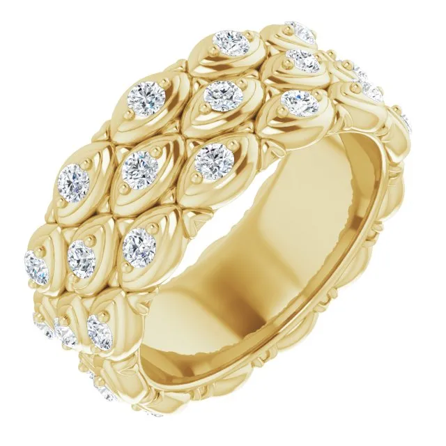 1.08 ct. Round Diamond Eternity Band Triple Row Diamond Ring