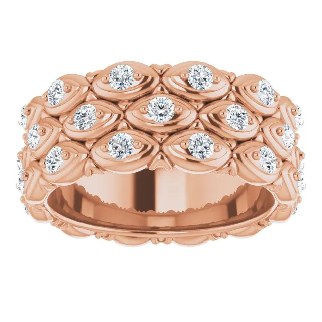 1.08 ct. Round Diamond Eternity Band Triple Row Diamond Ring