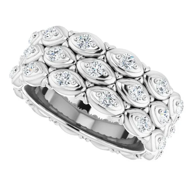 1.08 ct. Round Diamond Eternity Band Triple Row Diamond Ring