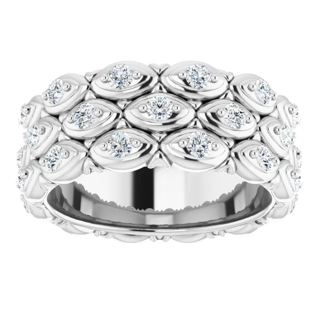 1.08 ct. Round Diamond Eternity Band Triple Row Diamond Ring