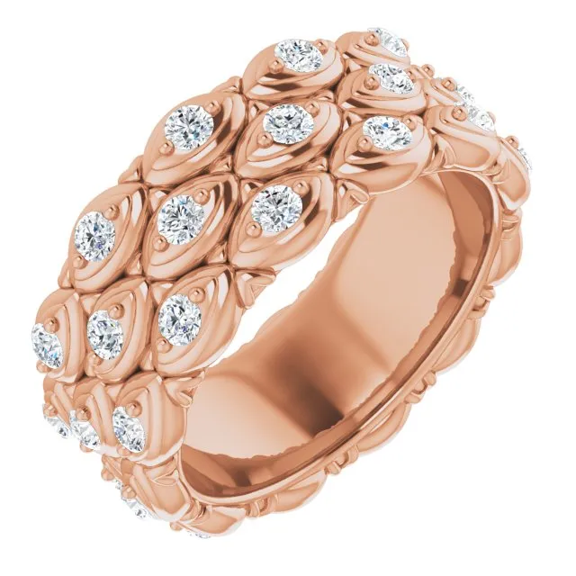 1.08 ct. Round Diamond Eternity Band Triple Row Diamond Ring