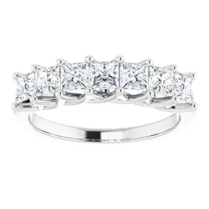 1.26 ct. Princess Cut Diamond Wedding Band 7 Stone Trellis Style Ring