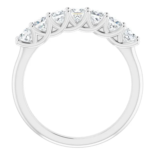 1.26 ct. Princess Cut Diamond Wedding Band 7 Stone Trellis Style Ring