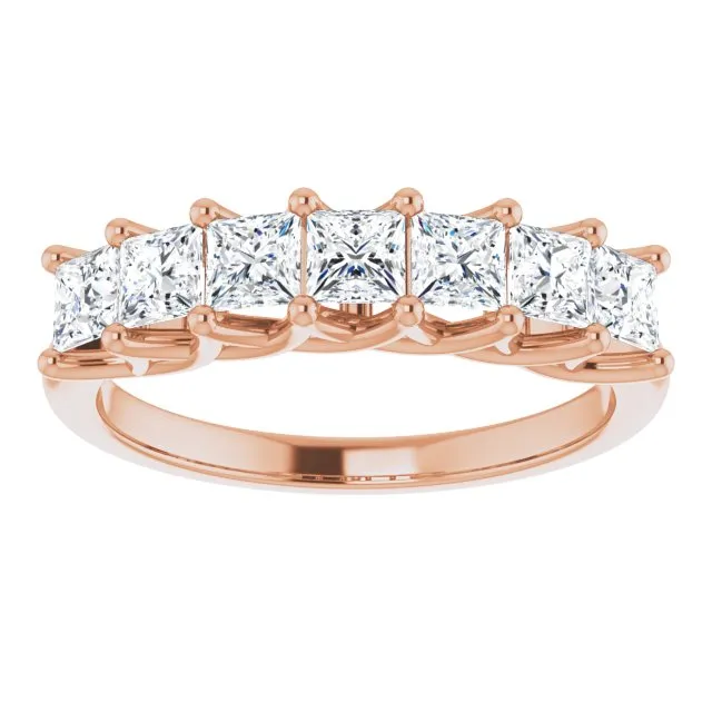 1.26 ct. Princess Cut Diamond Wedding Band 7 Stone Trellis Style Ring