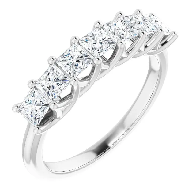 1.26 ct. Princess Cut Diamond Wedding Band 7 Stone Trellis Style Ring