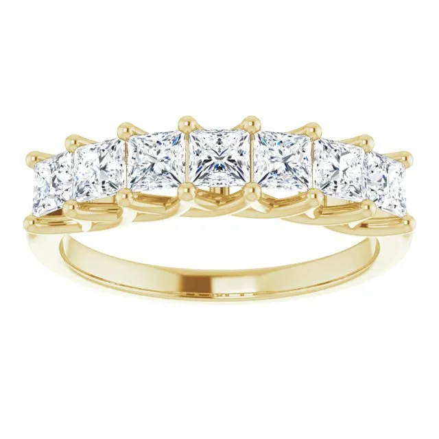 1.26 ct. Princess Cut Diamond Wedding Band 7 Stone Trellis Style Ring