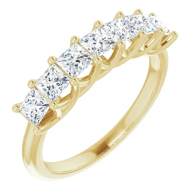 1.26 ct. Princess Cut Diamond Wedding Band 7 Stone Trellis Style Ring