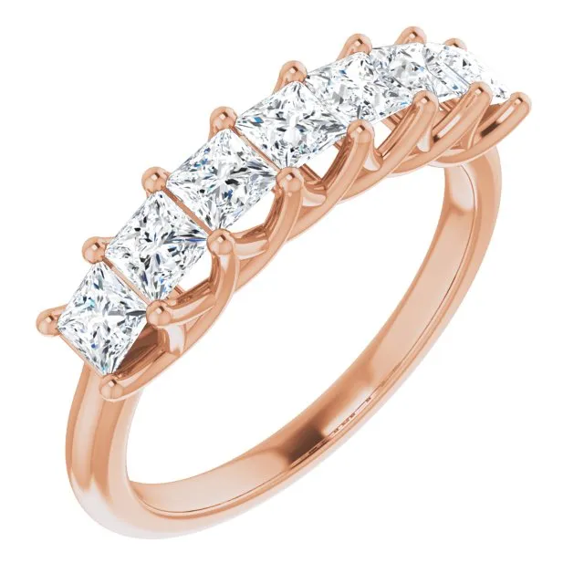 1.26 ct. Princess Cut Diamond Wedding Band 7 Stone Trellis Style Ring