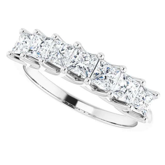 1.26 ct. Princess Cut Diamond Wedding Band 7 Stone Trellis Style Ring