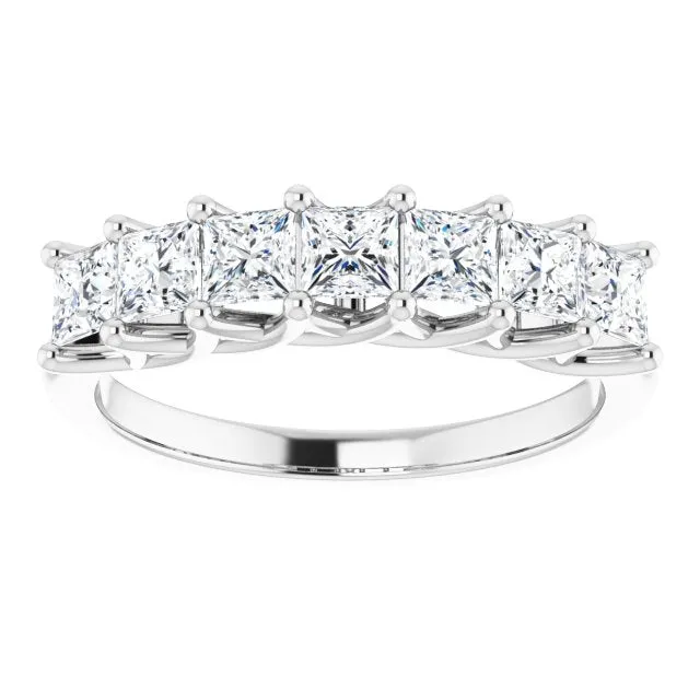 1.26 ct. Princess Cut Diamond Wedding Band 7 Stone Trellis Style Ring