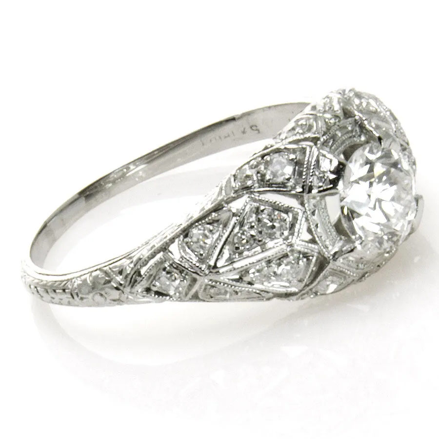 1.29ct Edwardian Platinum & Diamond Engagement Ring