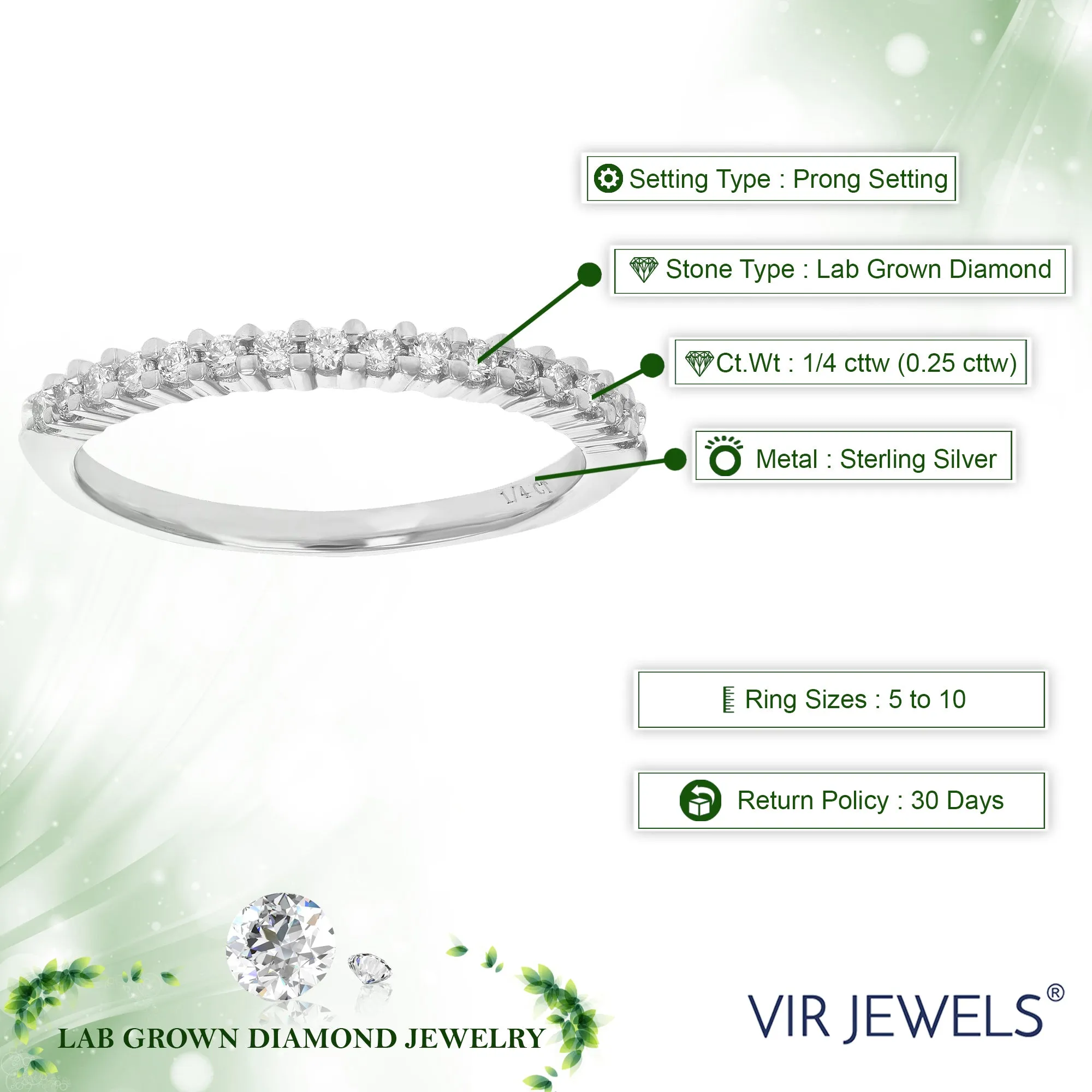 1/4 cttw Lab Grown Diamond Petite Halo Wedding Band in Silver