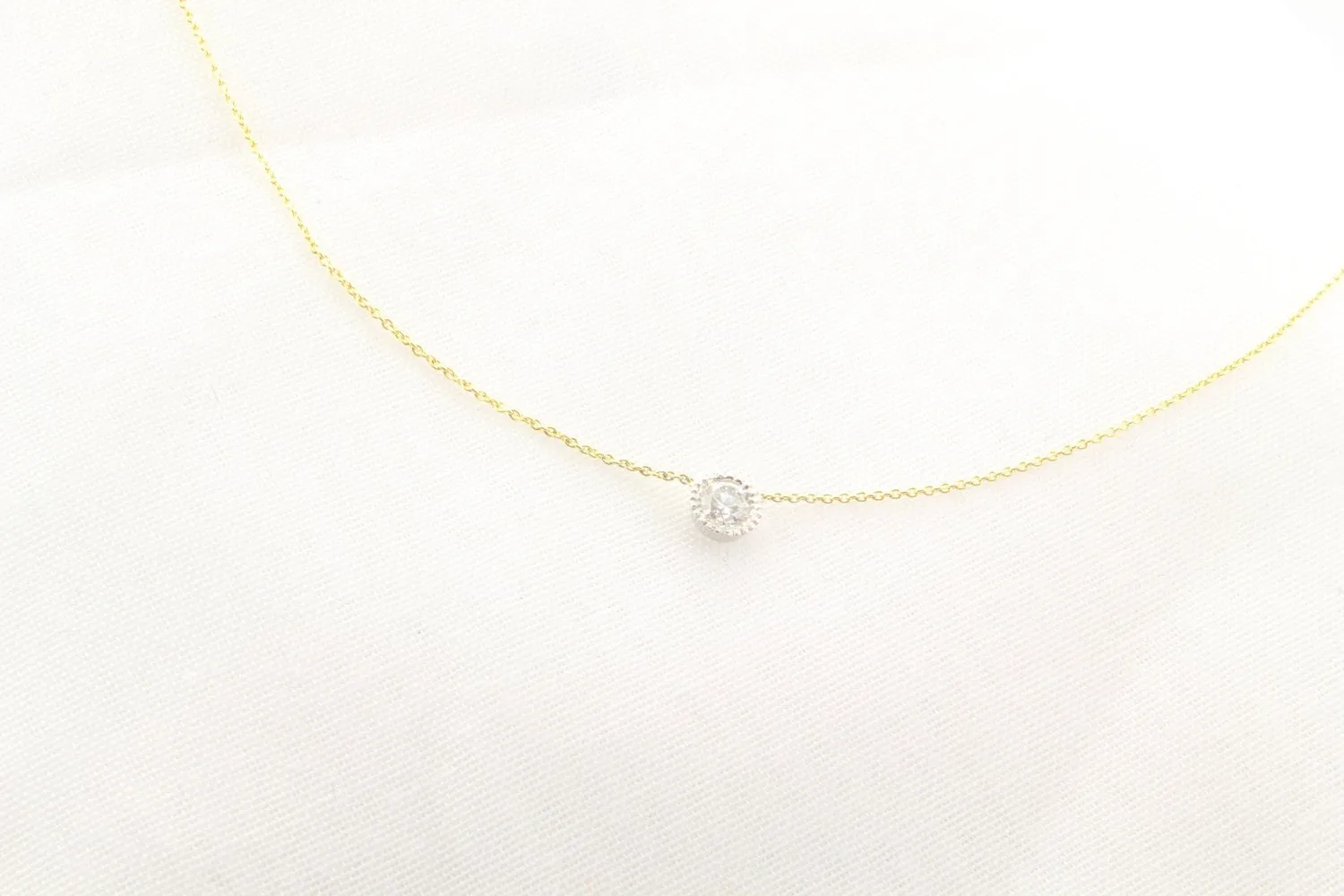 14K Gold 25pt Diamond Bezel Necklace