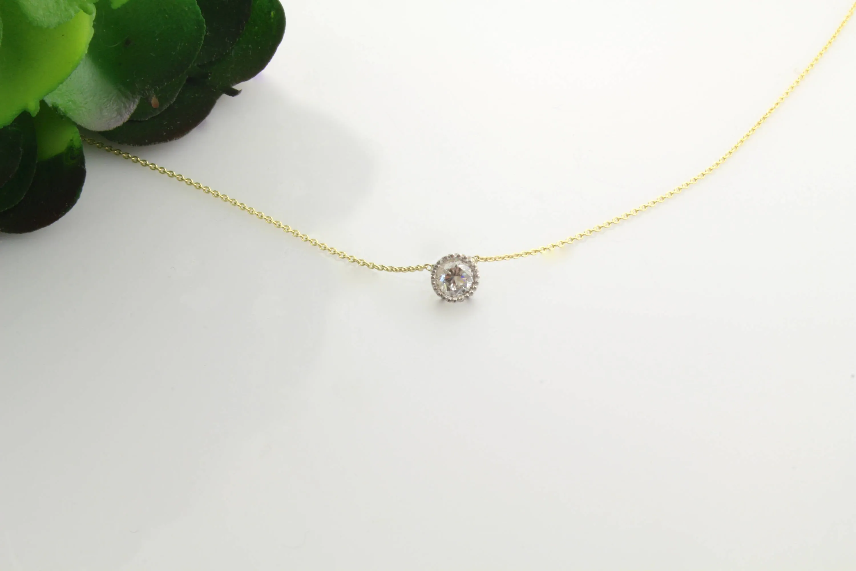14K Gold 25pt Diamond Bezel Necklace