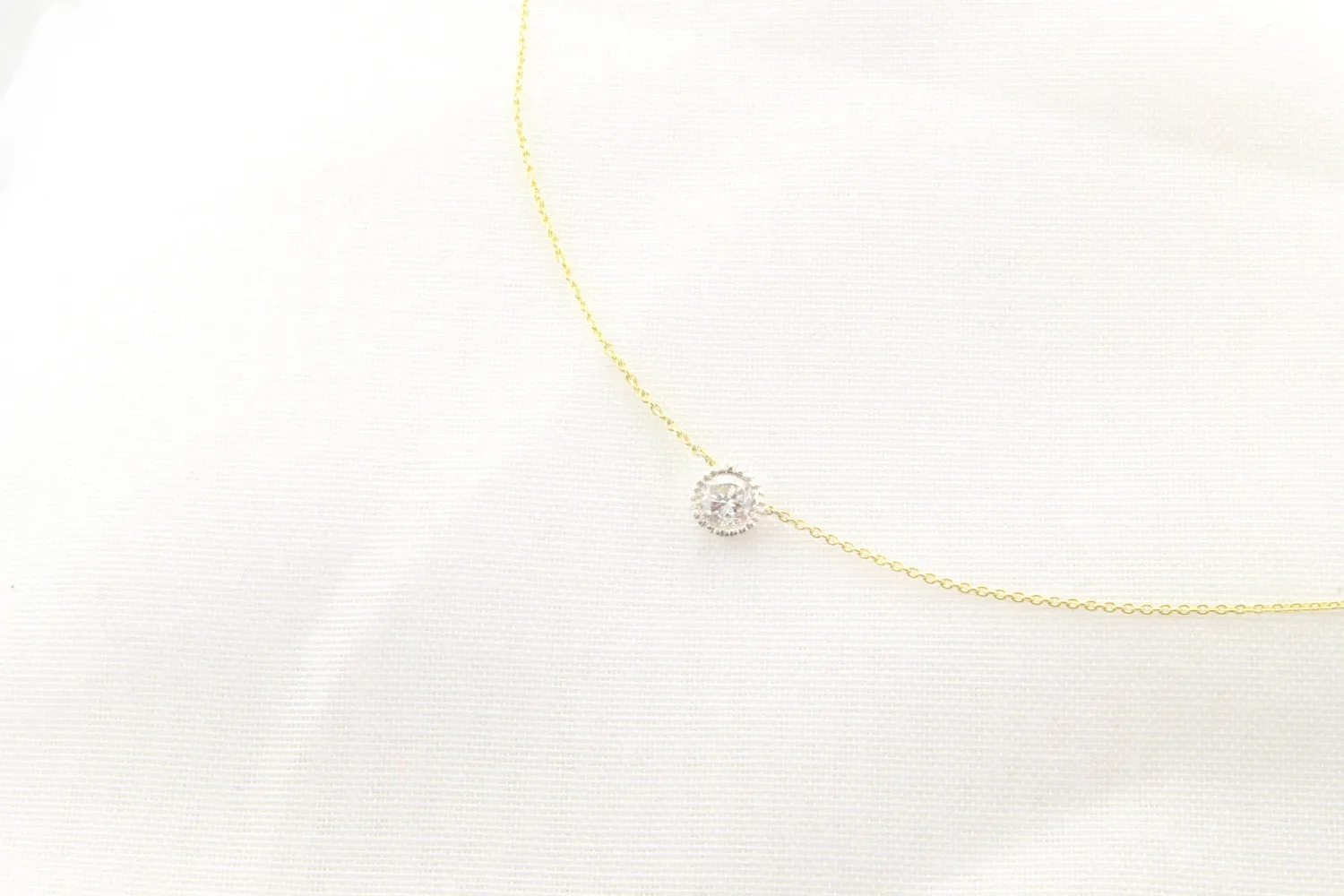 14K Gold 25pt Diamond Bezel Necklace