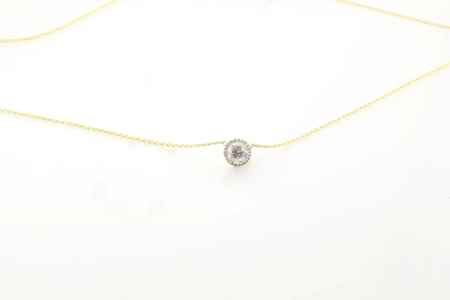 14K Gold 25pt Diamond Bezel Necklace