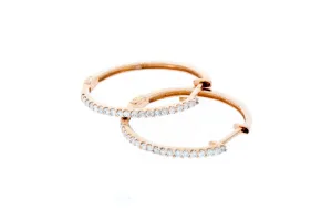 14K Rose Gold - Diamond Hoop Earrings