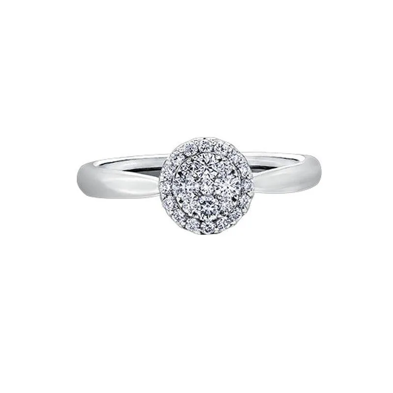 14K White Gold Diamond Ring with 1.00 Carat Cluster Solitaire
