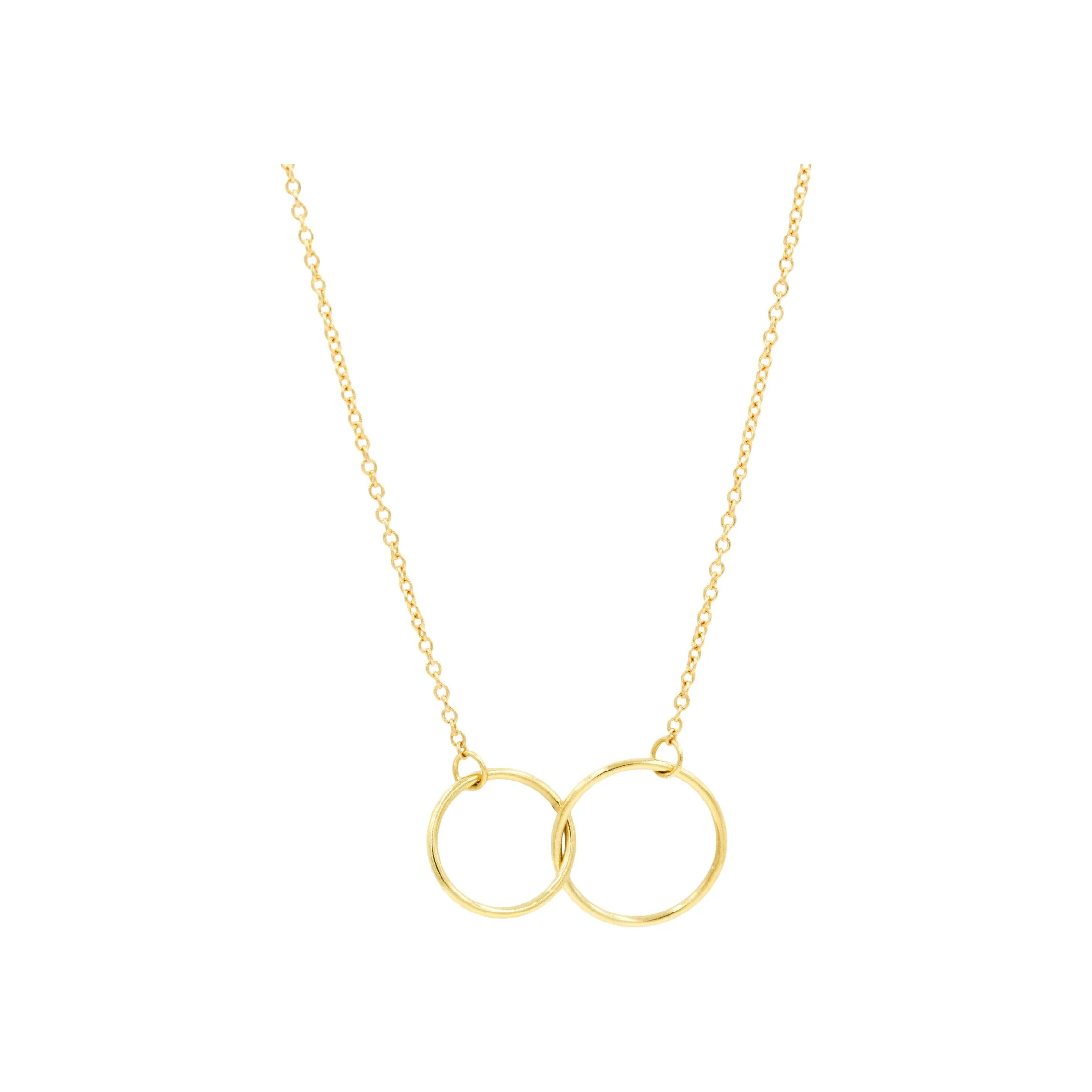 14k Yellow Gold Assymetrical Rings Linked Necklace