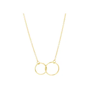 14k Yellow Gold Assymetrical Rings Linked Necklace