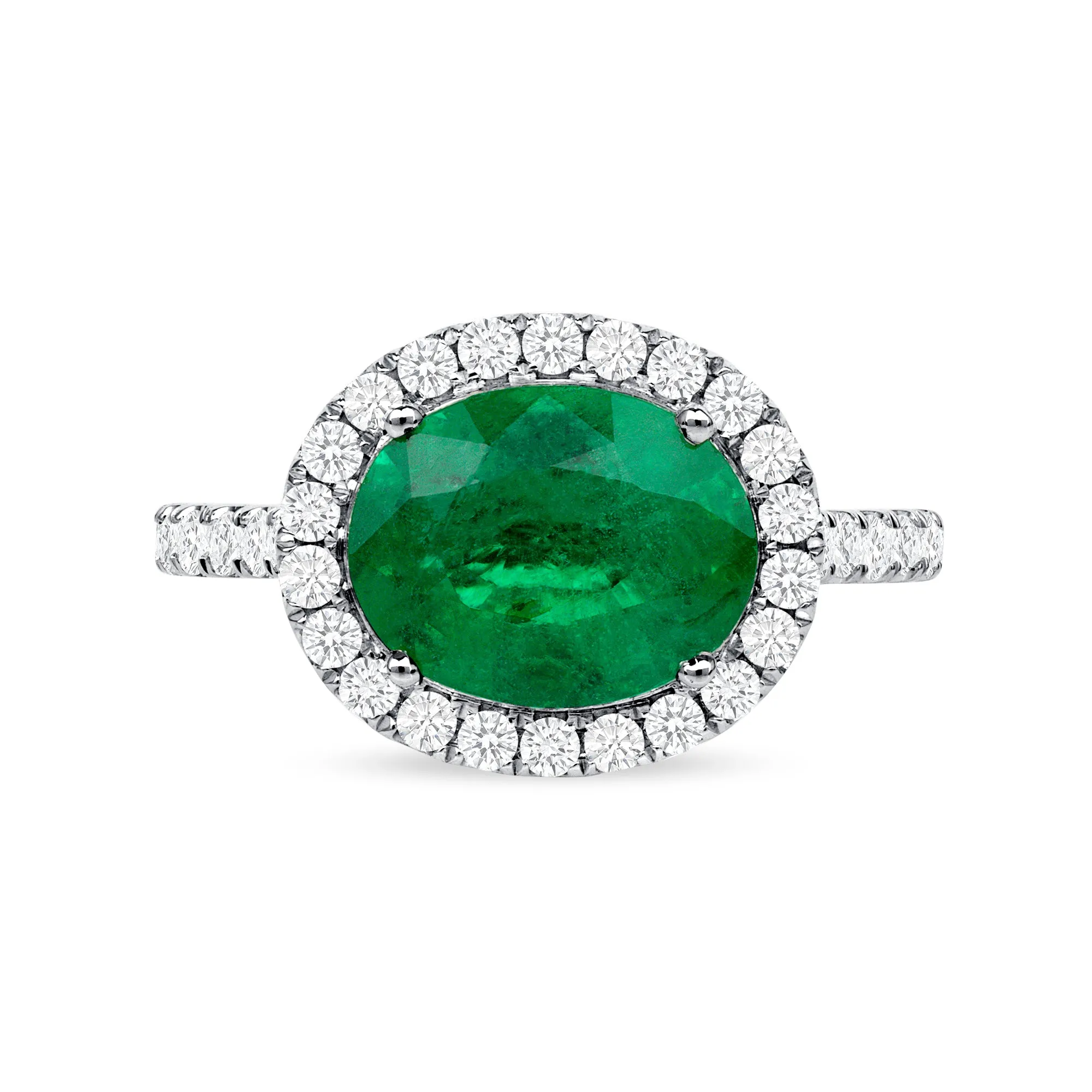 1.87 Ct. Oval-Cut Colombian Emerald Halo Ring with 0.65 Ct. Diamond Accents 14k White Gold
