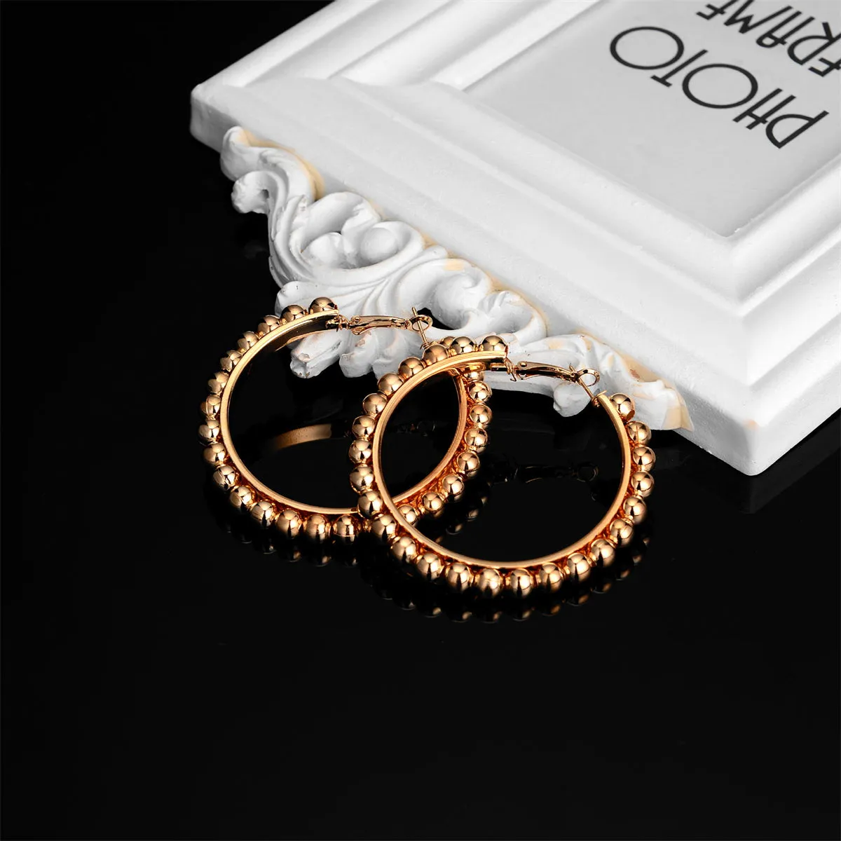 18K Gold-Plated Bead Hoop Earrings