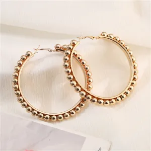 18K Gold-Plated Bead Hoop Earrings