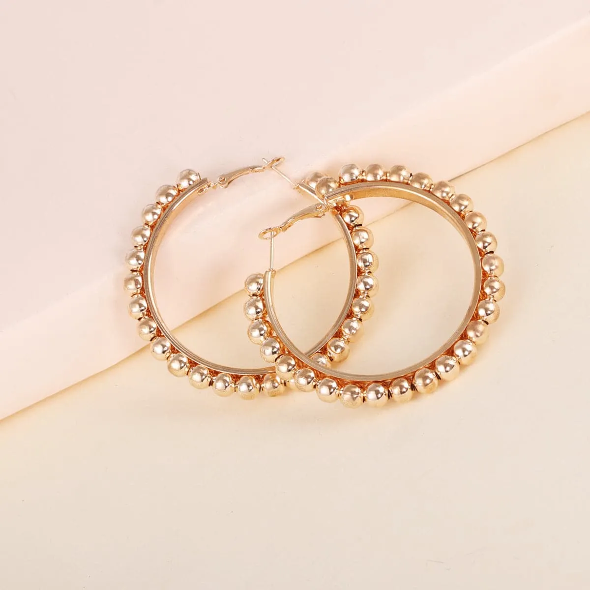 18K Gold-Plated Bead Hoop Earrings